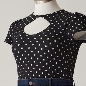 torrid Black and White Polka Dot Keyhole Tee